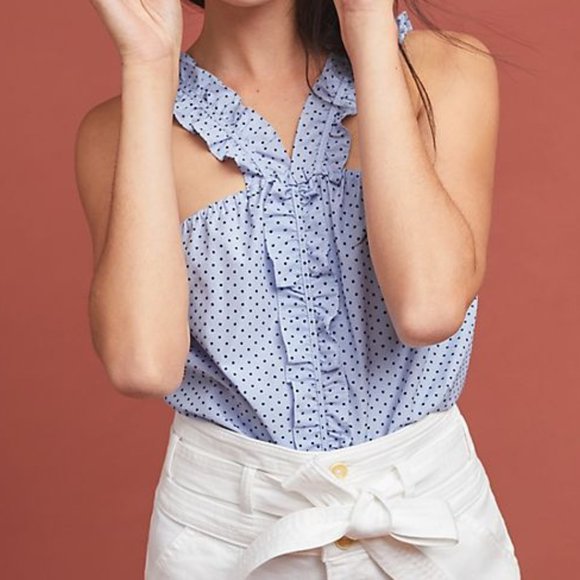 Waverly Grey Tops - Waverly Grey Anthropologie Berlin Blue Dot Top |XS